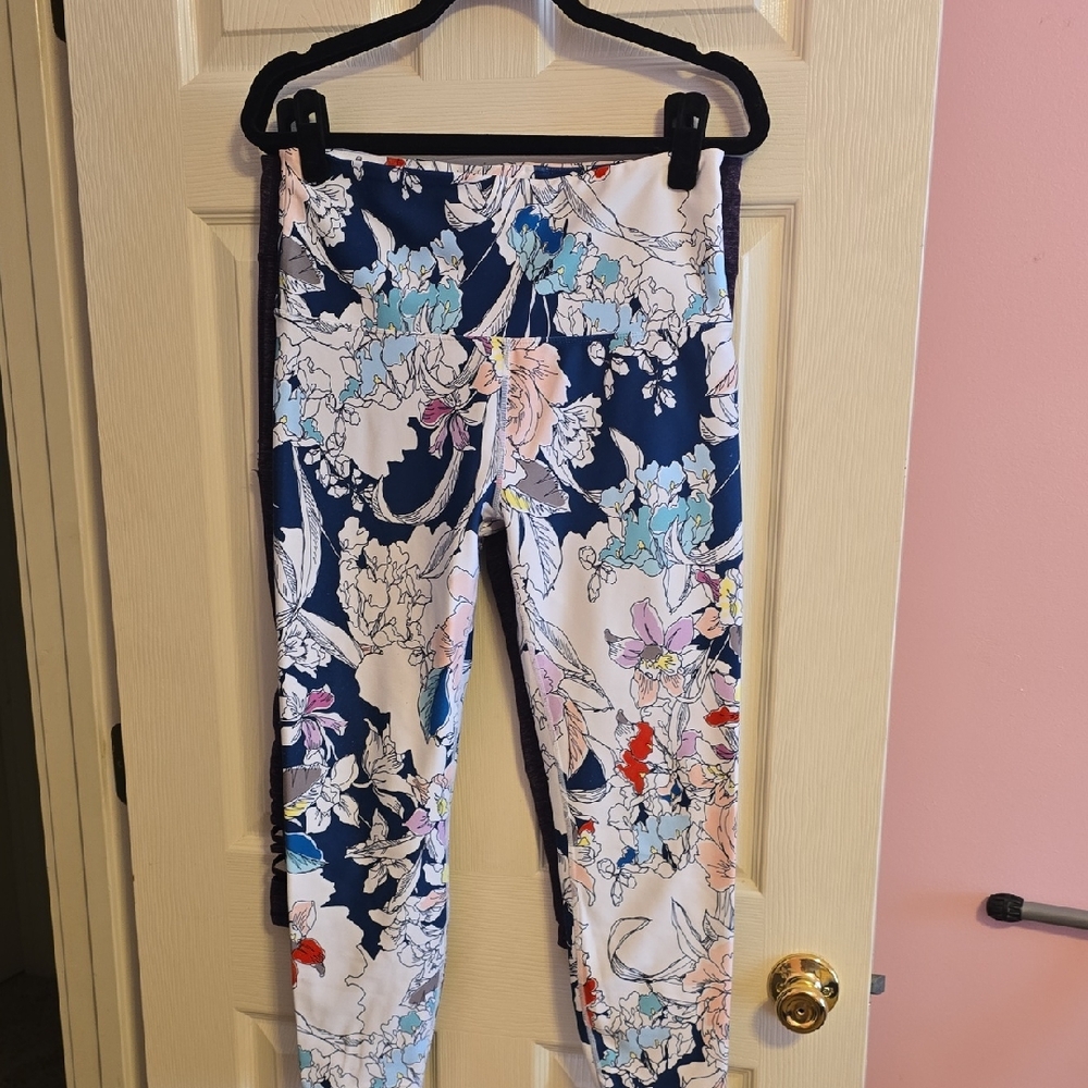 Source Unknown Floral Leggings‎ - Blue and White
